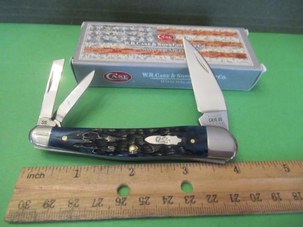 Case XX 2020 Blue Denim Bone Peach Seed Jig Seahorse Whittler Pattern # 6355 WH SS Case XX 2020 Blue Denim Bone Peach Seed Jig Seahorse Whittler Pattern # 6355 WH SS