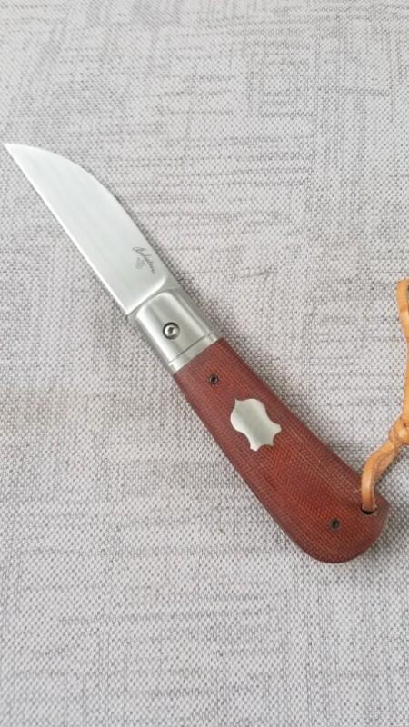 Vincenzo Balistreri Custom Swayback Front Flipper,4"  micarta scales..Linerlock ..lanyard..titanium 