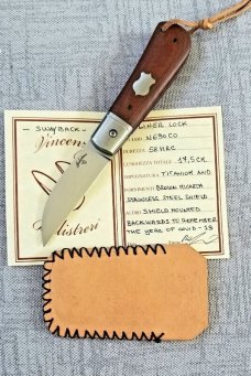 Vincenzo Balistreri Custom Swayback Front Flipper,4"  micarta scales..Linerlock ..lanyard..titanium 