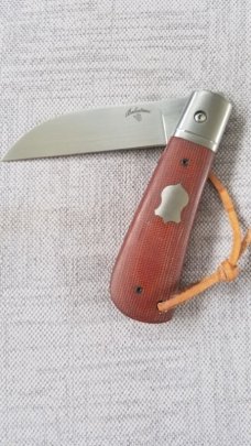 Vincenzo Balistreri Custom Swayback Front Flipper,4"  micarta scales..Linerlock ..lanyard..titanium 