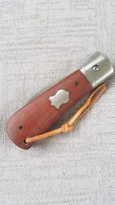 Vincenzo Balistreri Custom Swayback Front Flipper,4"  micarta scales..Linerlock ..lanyard..titanium 