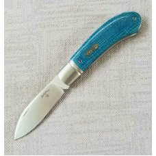 Vincenzo Balistreri Mini Zulu..3 5/8"..440C..Blue Burlap micarta, red liners..Fluted..coa/ slip