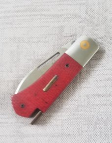 Vincenzo Balistreri Little Bad Boy Taillock ,red micarta/timascus lock button/shield,3.5" closed