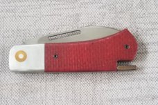 Vincenzo Balistreri Little Bad Boy Taillock ,red micarta/timascus lock button/shield,3.5" closed