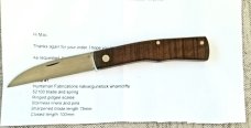 Huntsman's Fab out of Australia..Native at 4"..Gidgee Exotic Wood scales..52100/ coa..SALE