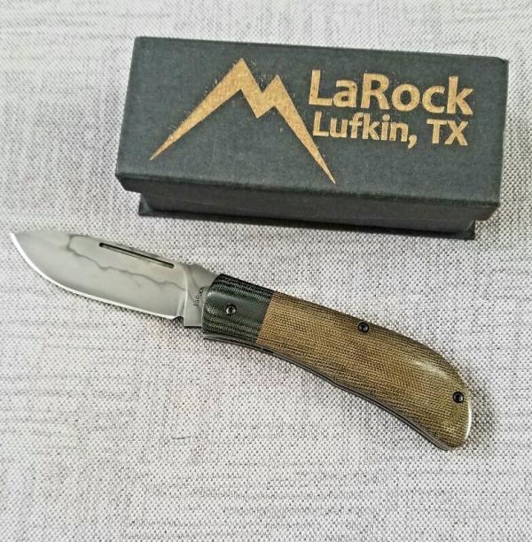 Tracy LaRock Custom Timberjack Black Linen/Brown Burlap Micarta 4.25" W2 w/Hamon ,NIB. Tracy LaRock Custom Timberjack Black Linen/Brown Burlap Micarta 4.25" W2 w/Hamon ,NIB.