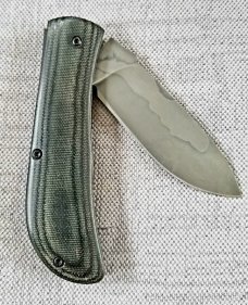 Tracy LaRock Custom Timberjack Black Linen/Brown Burlap Micarta 4.25" W2 w/Hamon ,NIB.