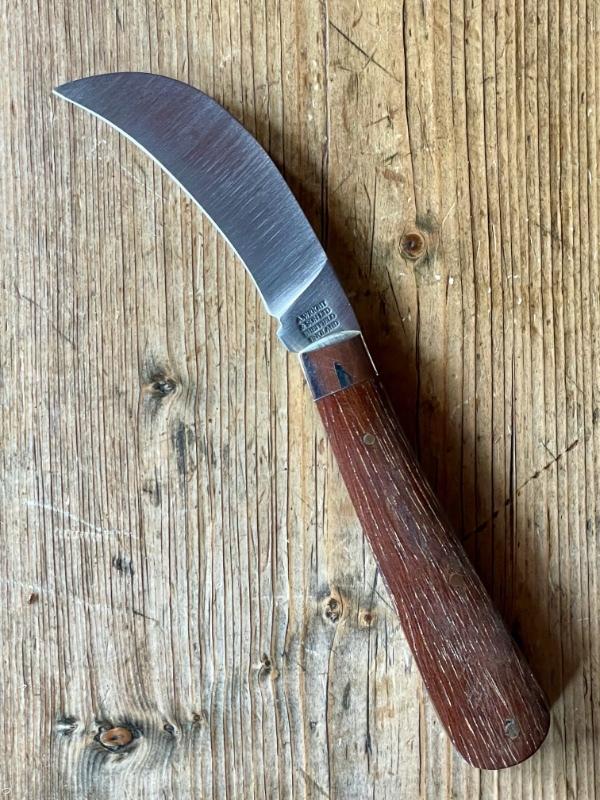 A Wright & Son Hawksbill Pruning Knife with Rosewood Scales and Hawksbill Blade A Wright & Son Hawksbill Pruning Knife with Rosewood Scales and Hawksbill Blade