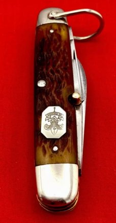 Vintage CATTARAUGUS No. D2589 Whitt-L-Kraft Official Boy Scout Pocket Knife Stag No Linerlock 1st Yr