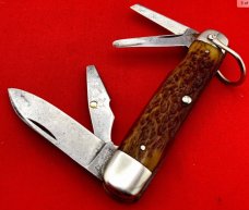 Vintage CATTARAUGUS No. D2589 Whitt-L-Kraft Official Boy Scout Pocket Knife Stag No Linerlock 1st Yr