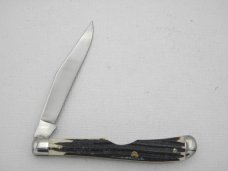 Queen Cutlery #11EO Rare Grazed/Satin Finish Slim Trapper: 4 1/8” single blade jack, 1958 - 1960