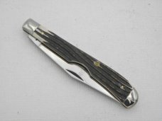 Queen Cutlery #11EO Rare Grazed/Satin Finish Slim Trapper: 4 1/8” single blade jack, 1958 - 1960