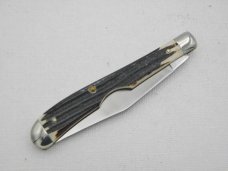 Queen Cutlery #11EO Rare Grazed/Satin Finish Slim Trapper: 4 1/8” single blade jack, 1958 - 1960