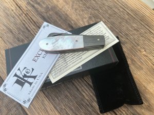 EXCELSIOR KNIFE CO. GEIUNE MOHER OF PEARL DAMASCUS GAME SCOUT KNIFE **ONLY 4 MADE**