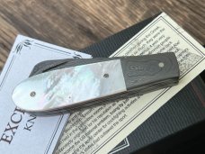 EXCELSIOR KNIFE CO. GEIUNE MOHER OF PEARL DAMASCUS GAME SCOUT KNIFE **ONLY 4 MADE**