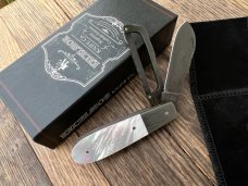 EXCELSIOR KNIFE CO. GEIUNE MOHER OF PEARL DAMASCUS GAME SCOUT KNIFE **ONLY 4 MADE**