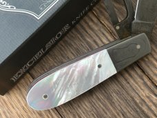 EXCELSIOR KNIFE CO. GEIUNE MOHER OF PEARL DAMASCUS GAME SCOUT KNIFE **ONLY 4 MADE**