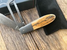 EXCELSIOR KNIFE CO. BARK MAMMOTH IVORY DAMASCUS GAME SCOUT KNIFE ** ONLY 5 MADE**