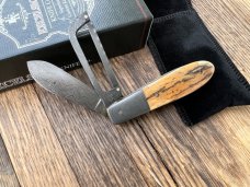 EXCELSIOR KNIFE CO. BARK MAMMOTH IVORY DAMASCUS GAME SCOUT KNIFE ** ONLY 5 MADE**