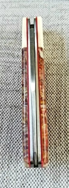Vincenzo Balistreri  Red Arrow Slipjoint ,4" ,elephant ivory bolsters,shield,Liracarta scales..