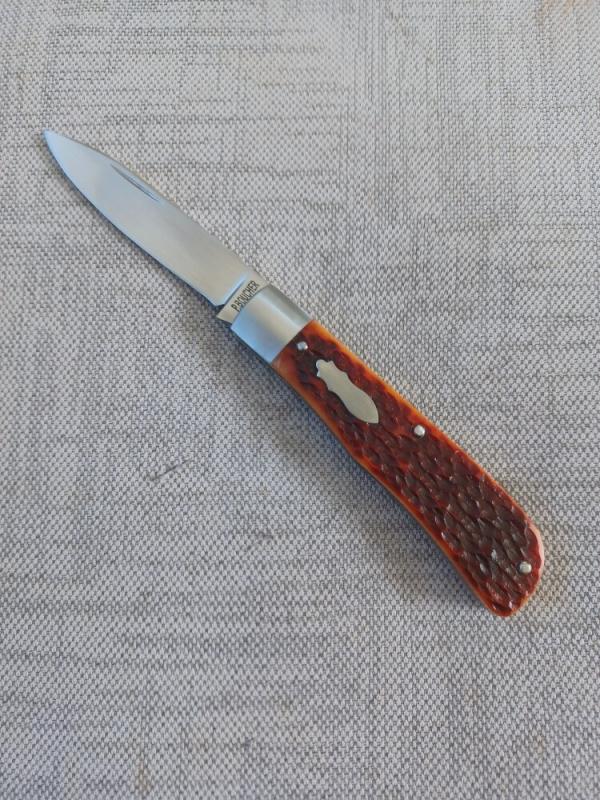 Pascal Boucher Amber Jigged Bone Mini Zulu.3 5/8" closed..Cpm154..Bolsters and shield..coa and pouch