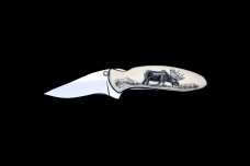 Etched Moose Kershaw 1600 Chive Speedsafe Assisted Opening Pocket Knife Scrimshaw, 