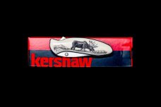 Etched Moose Kershaw 1600 Chive Speedsafe Assisted Opening Pocket Knife Scrimshaw, 