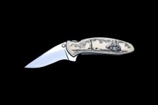 Ship and Lighthouse Kershaw 1600 Chive Speedsafe Assisted Opening Pocket Knife Scrimshaw