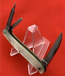 Vintage *RARE* C.F. BLANKE TEA & COFFEE CO 3-Blade Wharncliffe Whittler w/Stanhope Lens