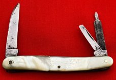 Vintage *RARE* C.F. BLANKE TEA & COFFEE CO 3-Blade Wharncliffe Whittler w/Stanhope Lens