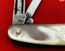 Vintage *RARE* C.F. BLANKE TEA & COFFEE CO 3-Blade Wharncliffe Whittler w/Stanhope Lens