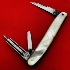 Vintage *RARE* C.F. BLANKE TEA & COFFEE CO 3-Blade Wharncliffe Whittler w/Stanhope Lens