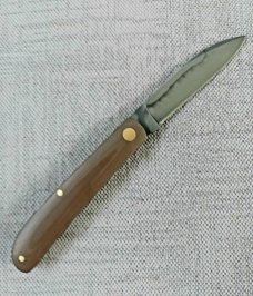 Tracy LaRock Mini Zulu Shadow..3.5"..W2 w/ Hamon..Brass liners...Brown G10..Box and coa