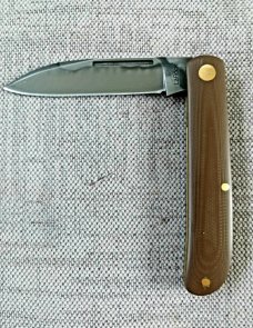 Tracy LaRock Mini Zulu Shadow..3.5"..W2 w/ Hamon..Brass liners...Brown G10..Box and coa
