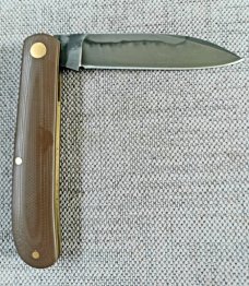 Tracy LaRock Mini Zulu Shadow..3.5"..W2 w/ Hamon..Brass liners...Brown G10..Box and coa