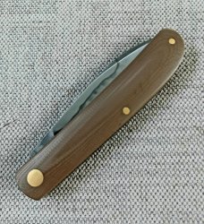 Tracy LaRock Mini Zulu Shadow..3.5"..W2 w/ Hamon..Brass liners...Brown G10..Box and coa