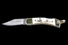 Scrimshaw Ship and Whale Design Scrimshaw Collection Small Pocket Knife, Bovine Bone