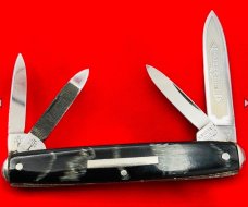 Vintage H BOKER amp CO SOLINGEN 4-Blade Eq End Pen King Cutter Folding Pocket Knife 1891-1944 Horn