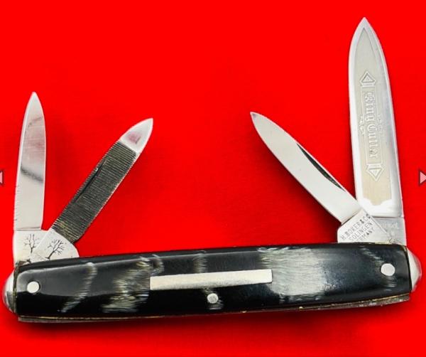 Vintage H. BOKER & CO SOLINGEN 4-Blade Eq End Pen “King Cutter” Folding Pocket Knife 1891-1944 Horn Vintage H. BOKER & CO SOLINGEN 4-Blade Eq End Pen “King Cutter” Folding Pocket Knife 1891-1944 Horn