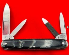 Vintage H. BOKER & CO SOLINGEN 4-Blade Eq End Pen “King Cutter” Folding Pocket Knife 1891-1944 Horn