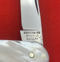 Vintage H. BOKER & CO’S IMPROVED CUT Large Shadow Pen Pocket Knife c.1869-1910 MOP NM