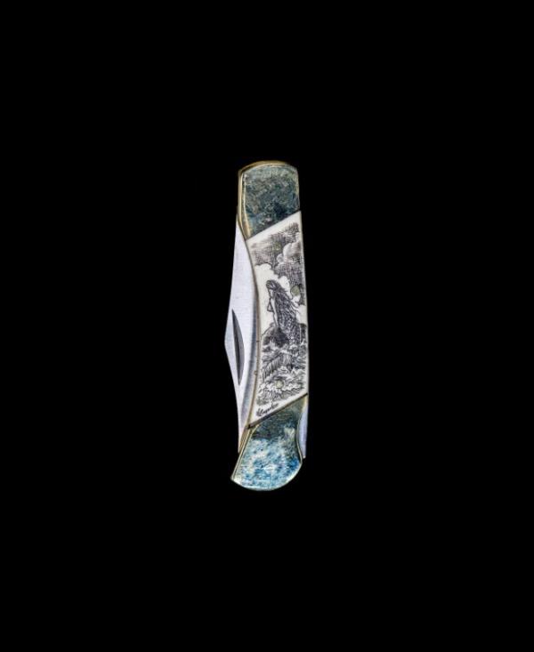 Hand Etched Mermaid Design Scrimshaw Collection on Bovine Bone Medium Pocket Knife  Bovine Bone