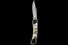 Scrimshaw Bald Eagle Colored Design Scrimshaw Collection Medium Pocket Knife  Bovine Bone