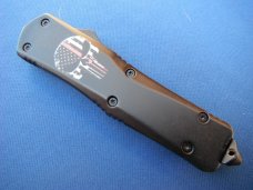 OTF / Out The Front Automatic Knife Punisher (Thin Red Line) Model Glass Breaker Matte Black Finish