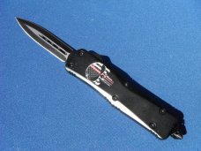OTF / Out The Front Automatic Knife Punisher (Thin Red Line) Model Glass Breaker Matte Black Finish