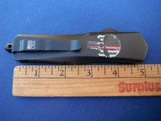 OTF / Out The Front Automatic Knife Punisher (Thin Red Line) Model Glass Breaker Matte Black Finish