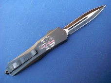 OTF / Out The Front Automatic Knife Punisher (Thin Red Line) Model Glass Breaker Matte Black Finish