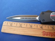 OTF / Out The Front Automatic Knife Punisher (Thin Red Line) Model Glass Breaker Matte Black Finish