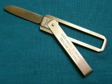 VINTAGE AMBASSADOR USA TRIFOLD POCKET WATCH FOB RAILROAD FOLDING POCKET KNIFE KNIVES OLD AD