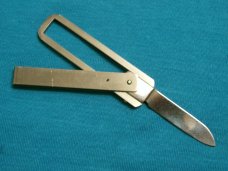 VINTAGE AMBASSADOR USA TRIFOLD POCKET WATCH FOB RAILROAD FOLDING POCKET KNIFE KNIVES OLD AD